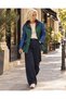 Women's Green Blue Color Block Waxed - Oiled Design Coat - Jacket - 2