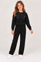 52310-26 Girl's Stone Embroidered Heart Patterned Sweatshirt and Sweatpants 2-Piece Set 7-10 Years Old - 2