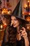 Halloween Halloween Witch Costume Set Black Hat, 10 Fingernails and Silicone Nose - 4