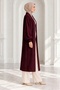 Women's Shawl Collar Hijab Clothing Long Plush Cardigan Balloon Sleeve Textured Winter Wear