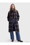 Rmz Gi̇yi̇m Farkiyla Scarf Collar Checkered Embroidered Women's Cashmere Coat - 2