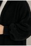 Women's Shawl Collar Hijab Clothing Long Plush Cardigan Balloon Sleeve Textured Winter Wear - 5