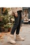 26538 Beige High Ankle Fur Lined Daily Thick Sole Cold Resistant Women's Boots - 6