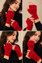 Very Soft Bearded Yarn Woven Cut Finger Gloves - 2