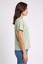Women Crew Neck Short Sleeve Embroidered Top, Apple Green - 3