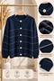 Women's Angora Knitwear Cardigan with Stone Embroidery and Gold Buttons, Stylish Cardigan - 3
