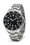 Men's Wristwatch Black Dial Silver Color Steel Band Quartz Analog with Magnifier Calendar 3 Atm Water Resistant 42 mm