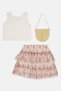 Toddlers Girl 3 Pcs Solid Top And Skirt With Small Bag Set, Multicolor - 2