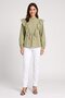 Women Ruffle Collar Long Sleeve Embroidered Blouse, Sage Green - 2