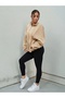 Women's Stand Collar Half Zipper Oversize 3 Thread Basic Sweatshirt - 4