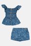 Toddlers Girl 2 Pcs Floral Print Top And Bottom Set, Blue - 3