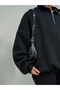 Women's Stand Collar Half Zipper Oversize 3 Thread Basic Sweatshirt - 5