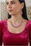 Pink Shuttle Stone Necklace and Earring Set