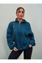 Women's Stand Collar Half Zipper Oversize 3 Thread Basic Sweatshirt