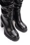 Women's Black Bellows-Style Thick-Heeled Boots with Thick Serrated Soles, Comfortable and Stylish - 5