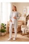 New Season Ecru Jacquard Shawl Collar Winter Breastfeeding Compatible Special Design Long Sleeve Maternity Pajama Set - 4