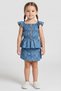 Toddlers Girl 2 Pcs Floral Print Top And Bottom Set, Blue
