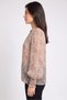 Women Ruffle Neck Long Sleeve Animal Print Blouse, Brown - 3