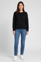 Women Crew Neck Long Sleeve Textured Sweater, Black - 2