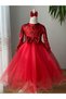 Sequined Long Sleeve Long Tulle Skirt Girls Winter Evening Dress - 2