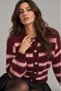 Ryvan Women's Striped Buttoned Soft Textured Knitwear Cardigan