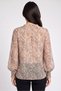 Women Ruffle Neck Long Sleeve Animal Print Blouse, Brown - 4