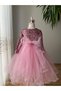 Sequined Long Sleeve Long Tulle Skirt Girls Winter Evening Dress - 4
