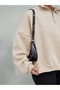 Women's Stand Collar Half Zipper Oversize 3 Thread Basic Sweatshirt - 6