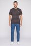 Men Crew Neck Short Sleeve Stripe T-Shirt, Multicolor - 2
