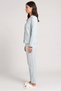 Women 2 Pieces Long Sleeve Textured Top And Bottom Pajama Set, Sage Green - 3