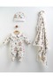 Wonderland 0-3 Months Carousel Patterned 3-Piece Newborn Hospital Discharge Set – Jumpsuit, Hat and Blanket - 2