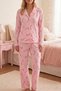 Marchè Bien Pink Heart Patterned Long Sleeve Pajama Set 4602 -Black - 2