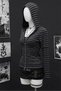 Black Anthracite Striped Corduroy Hooded Sweatshirt - 2