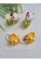 Cute Children's Hair Accessory with Chicken and Fish Figures, Pinterest Niche Series Hairpin, Handmade Crochet, Handcrafted, 4-Piece Snap Clip, Girls' Knitted Hair Accessory - 6