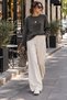 Women's Soft Textured Front Stitching Detailed Crew Neck Loose Long Sleeve Knitwear Sweater - 4
