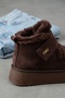 Velcro Brown (4.5 cm) Daily Use Boots with Fur Lining and Laces - 5