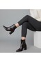 Brown Vegan Leather Thick Heeled Stylish Women's Boots