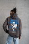 Men's 3 Thread Cotton Hooded Printed Oversize Sweatshirt Hoodie with Pockets - Gray