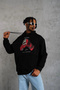 Marchè Bien Men's Hooded Pocket Box Glove Printed 3 Thread Sweatshirt Hoodie - Black - 2