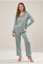 Women's Stylish and Comfortable Two-Piece Nightwear Set - Button-Up Long Sleeve Top and Trouser Bottom