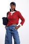 Red Striped Mercerized Knitwear 261135 - 3