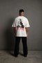 Marchè Bien Men's Printed T-Shirt Oversize Short-Sleeved Crew Neck T-Shirt - White - 3