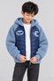 Boy's Quilted Plush Sleeve Hooded College Jacket - 3