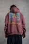 Men's 3 Thread Cotton Hooded Printed Oversize Sweatshirt Hoodie with Pockets - Dusty Rose