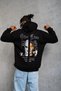Men's 3 Thread Cotton Hooded Printed Oversize Sweatshirt Hoodie with Pockets - Black - 5