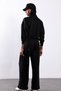 Black Stand Collar Basic Tracksuit Set - 6