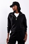 Black Stand Collar Basic Tracksuit Set - 3