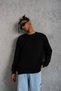 Marchè Bien Men's Crew Neck Printed 3 Yarn Cotton Sweatshirt - Black