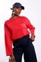 Red Text Printed Sweatshirt 4853 - 6