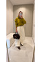 Oil Green Stand Collar Sweater